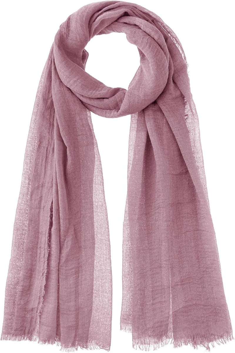 Nydotd Women Summer Cotton Linen Scarf Crinkle Long Beach Shawl Wrap hijab with Fringe - Image 1